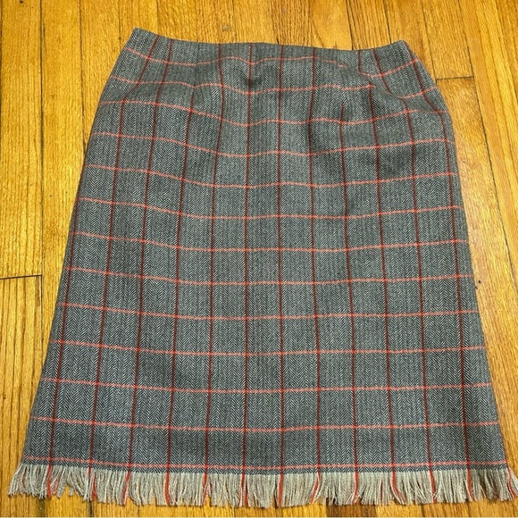 Harve Benard Sport Wool Knee Length Skirt Fringe Detail Women’s Size 14 - Picture 2 of 7